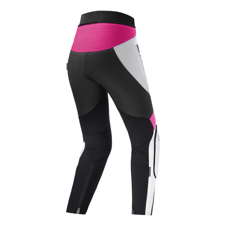 Spodnie motocyklowe skórzane damskie SHIMA MIURA 2.0 PINK FLUO czarny różowy