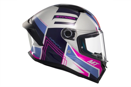 Kask motocyklowy MT STINGER 2 TRON WHITE/PINK/BLUE