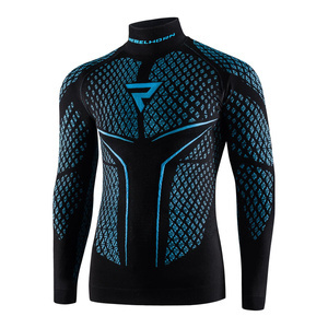 Koszulka motocyklowa termoaktywna Rebelhorn THERM II ocieplająca czarny-niebieski