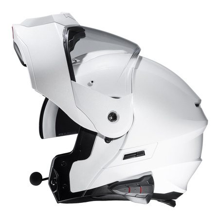 Kask motocyklowy szczękowy z daszkiem HJC C80 perłowy biały