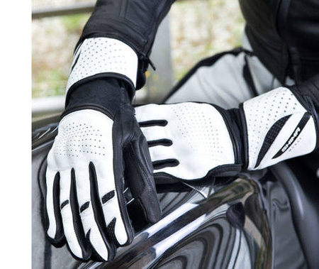 Damskie rękawice motocyklowe skórzane turystyczne Shima MONDE biały