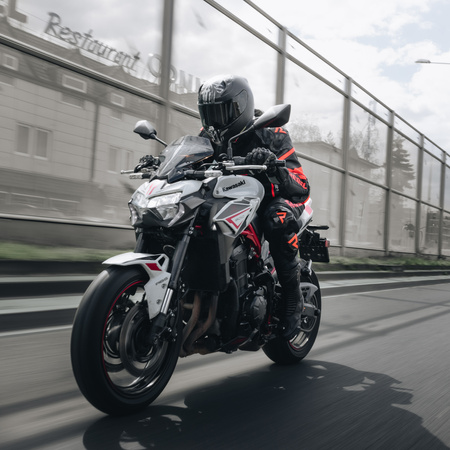 Spodnie skórzane motocyklowe Rebelhorn REBEL czarny-czerwony