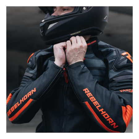 Kurtka motocyklowa skórzana sportowa/miejska Rebelhorn VANDAL czarny-czerwony