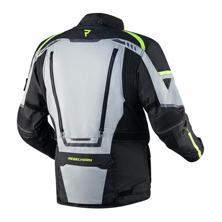 Kurtka motocyklowa tekstylna turystyczna Rebelhorn CUBBY IV czarny-szary-żółty fluo