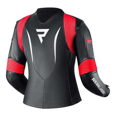 Damska kurtka motocyklowa skórzana Rebelhorn REBEL czarny-czerwony fluo-biały