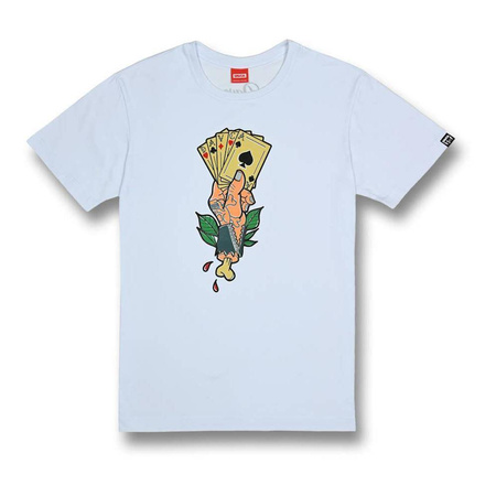 Koszulka codzienna T-shirt DAVCA CARDS WHITE biały beżowy zielony