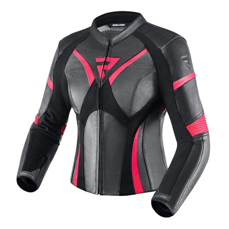 Damska kurtka motocyklowa skórzana Rebelhorn REBEL różowy-czarny