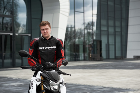 Kurtka motocyklowa skórzana sportowa Shima STR 2.0 czarny/czerwony