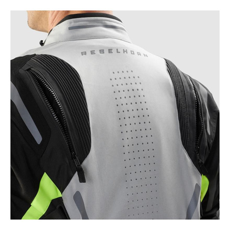Kurtka motocyklowa tekstylna Rebelhorn HIKER IV czarny-szary-żółty fluo