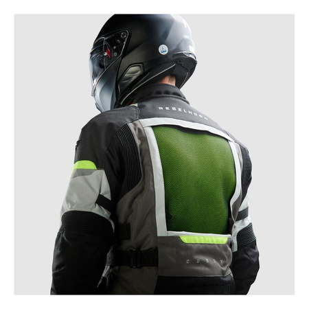 Kurtka motocyklowa tekstylna Rebelhorn CUBBY V czarny-szary-żółty fluo