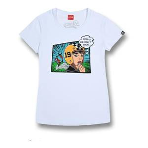 Koszulka codzienna T-shirt damska DAVCA OPS HE CAN'T RIDE biały żółty niebieski zielony