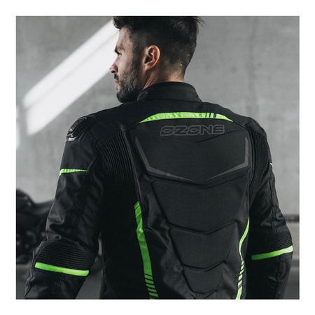 Kurtka motocyklowa tekstylna miejska OZONE PULSE czarna żółty fluo