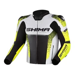 Kurtka motocyklowa skórzana sportowa Shima STR 2.0 biały/fluo