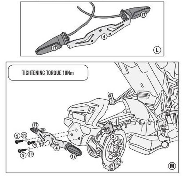 KAPPA ADAPTER DO ZAMONTOWANIA STELAŻA BOCZNEGO TE1165K BEZ UŻYCIA CENTRALNEGO KZ1165 - motocyklowy bagaż