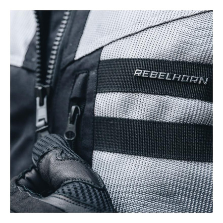 Kurtka motocyklowa tekstylna Rebelhorn SCANDAL II srebrny-czarny