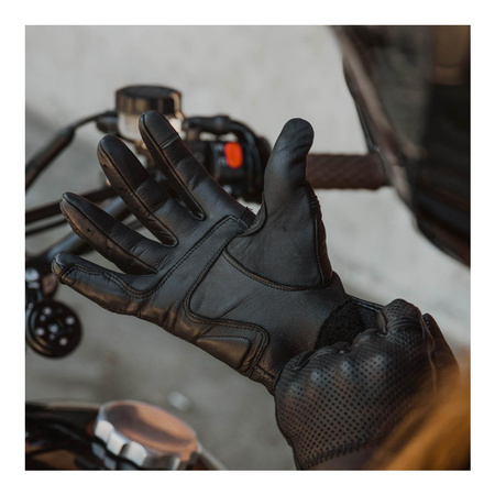 Damskie rękawice motocyklowe miejskie skórzane OZONE STICK CUSTOM II czarne