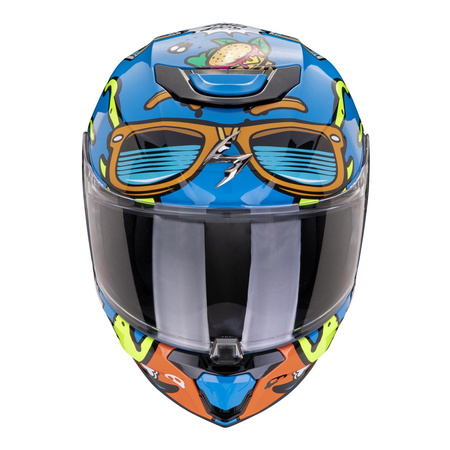 Kask motocyklowy SCORPION EXO-JNR FUN BLUE/ORANGE niebieski pomarańczowy