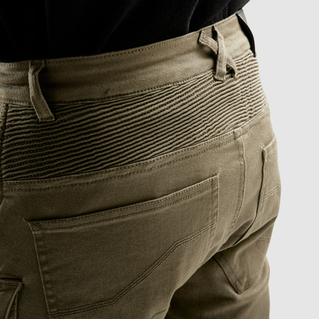 Jeansy motocyklowe OZONE FASTER Tapered Fit oliwkowe