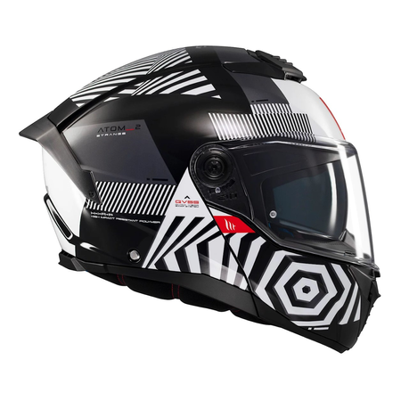 Kask motocyklowy MT ATOM 2 SV STRANGE BLACK/WHITE czarny biały