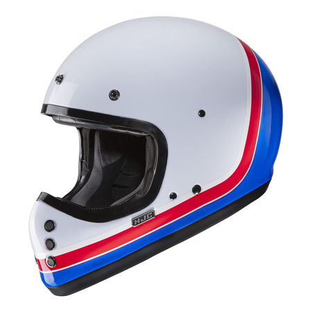 Kask motocyklowy integralny custom cruiser HJC V60 Scoby biały/czerwony/niebieski
