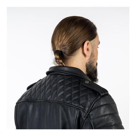 Kurtka motocyklowa skórzana ramoneska OZONE RAMONES MODERN matowy czarna
