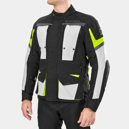 Kurtka motocyklowa VORG CUMULUS FLUO czarny szary żółty fluo
