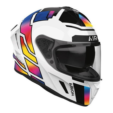 Kask integralny AIROH SPARK 2 LIVELY RAINBOW GLOSS biały niebieski różowy