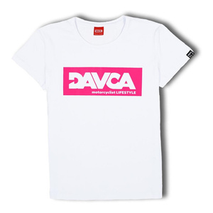Koszulka codzienna T-shirt damski DAVCA LOGO WHITE/PINK biały różowy