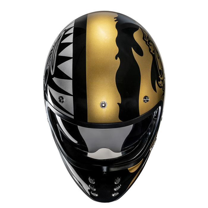 Kask motocyklowy HJC V60 Flame czarny/złoty