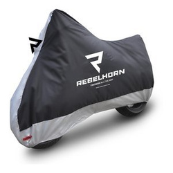 Pokrowiec przeciwdeszczowy na motocykl Rebelhorn COVER II czarny-srebrny