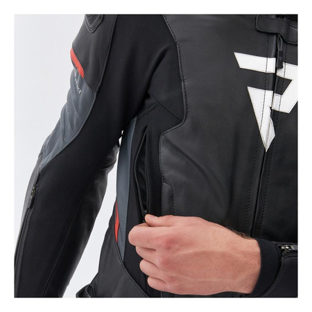 Kurtka motocyklowa skórzana Rebelhorn VELOCE czarny-szary-złoty