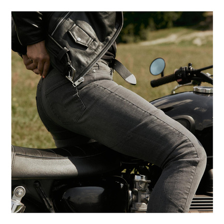 Damskie jeansy motocyklowe OZONE STRIKER Slim Fit sprany szary