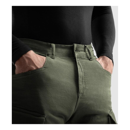 Jeansy motocyklowe REBELHORN FASTER OLIVE GREEN zielony