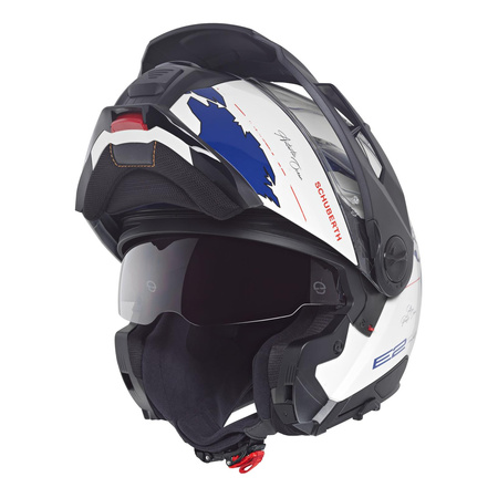 Kask motocyklowy SCHUBERTH E2 ECE ATLAS BLUE biały niebieski czerwony