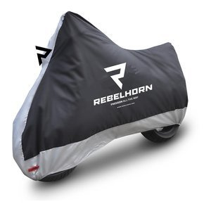 Pokrowiec przeciwdeszczowy na motocykl Rebelhorn COVER II czarny-srebrny