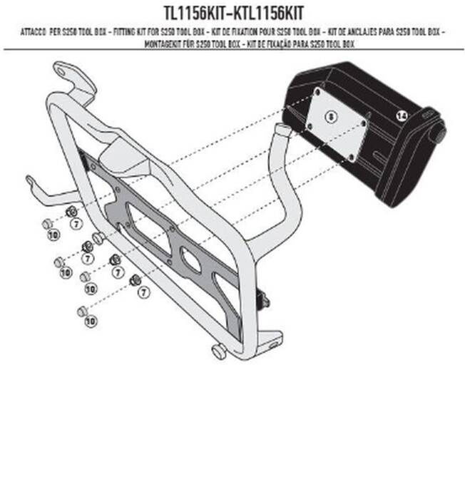 KAPPA System mocowania kufrów motocyklowego SKRZYNKI NARZĘDZIOWEJ KS250 DO STELAŻY KL1156, KL1158