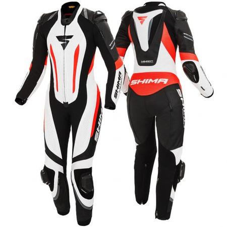 Kombinezon jednoczęściowy motocyklowy skórzany sportowy Shima MIURA RS biały/fluo