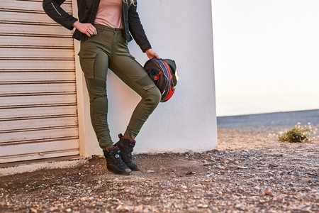 Damskie jeansy motocyklowe Shima GIRO 2.0 khaki