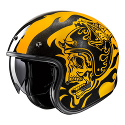Kask motocyklowy otwarty HJC V31 Flame żółty/czarny