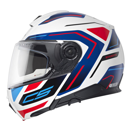 Kask motocyklowy SCHUBERTH C5 ECE OMEGA WHITE niebieski biały czerwony czarny