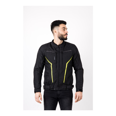 Kurtka motocyklowa tekstylna miejska OZONE DELTA IV czarna żółty fluo