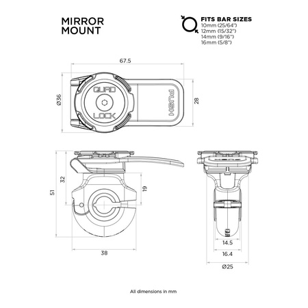 Podstawa Uchwyt Kierownica Mocowanie Montaż QUAD LOCK Uniwersalny