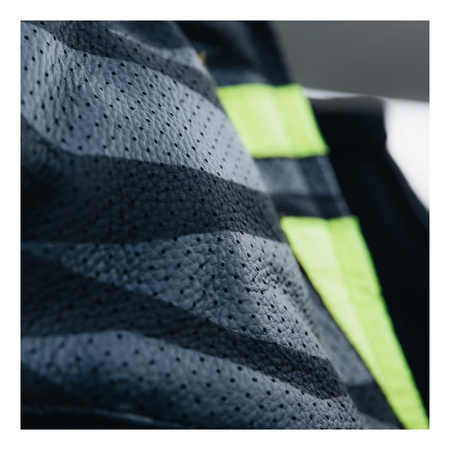 Kurtka motocyklowa skórzana Rebelhorn VANDAL czarny-żółty fluo