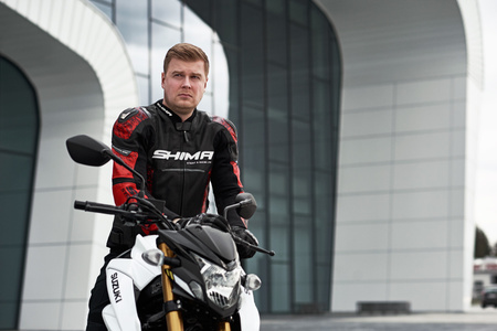 Kurtka motocyklowa skórzana Shima STR 2.0 czarny/czerwony