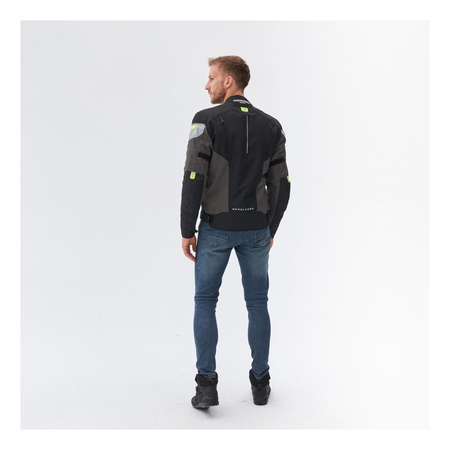 Kurtka motocyklowa tekstylna Rebelhorn SPARK czarny-szary-żółty fluo