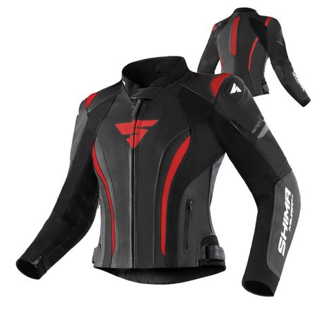 Damska kurtka motocyklowa skórzana sportowy Shima MIURA 2.0 czarny/czerwony
