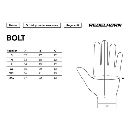 Osłony nakładki przeciwdeszczowe na rękawice motocyklowe Rebelhorn BOLT czarny unisex