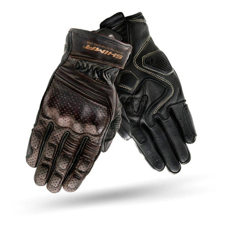 Rękawice motocyklowe miejskie/turystyczne skórzane Shima AVIATOR ciemny brązowy