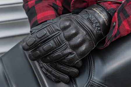 Rękawice motocyklowe turystyczne skórzane Shima AVIATOR czarny