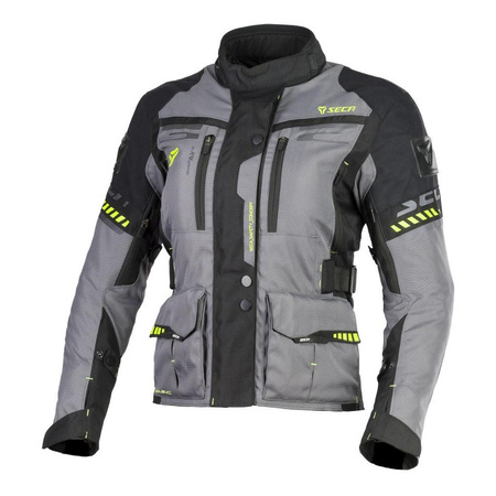 Kurtka motocyklowa damska SECA ARRAKIS II LADY TITANIUM szary czarny żółty fluo